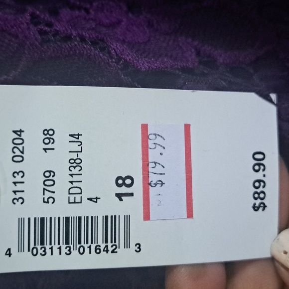 #*24 NBW size 18 Bright purple Laced ๐ party dress With ribon belt free ๐ gift - Picture 8 of 8